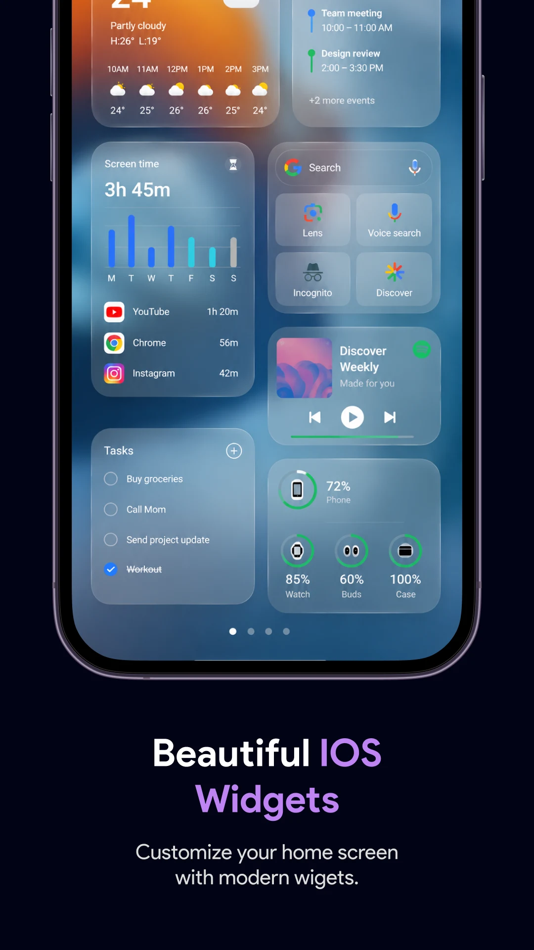 Launcher OS 26: Glass Theme screenshot