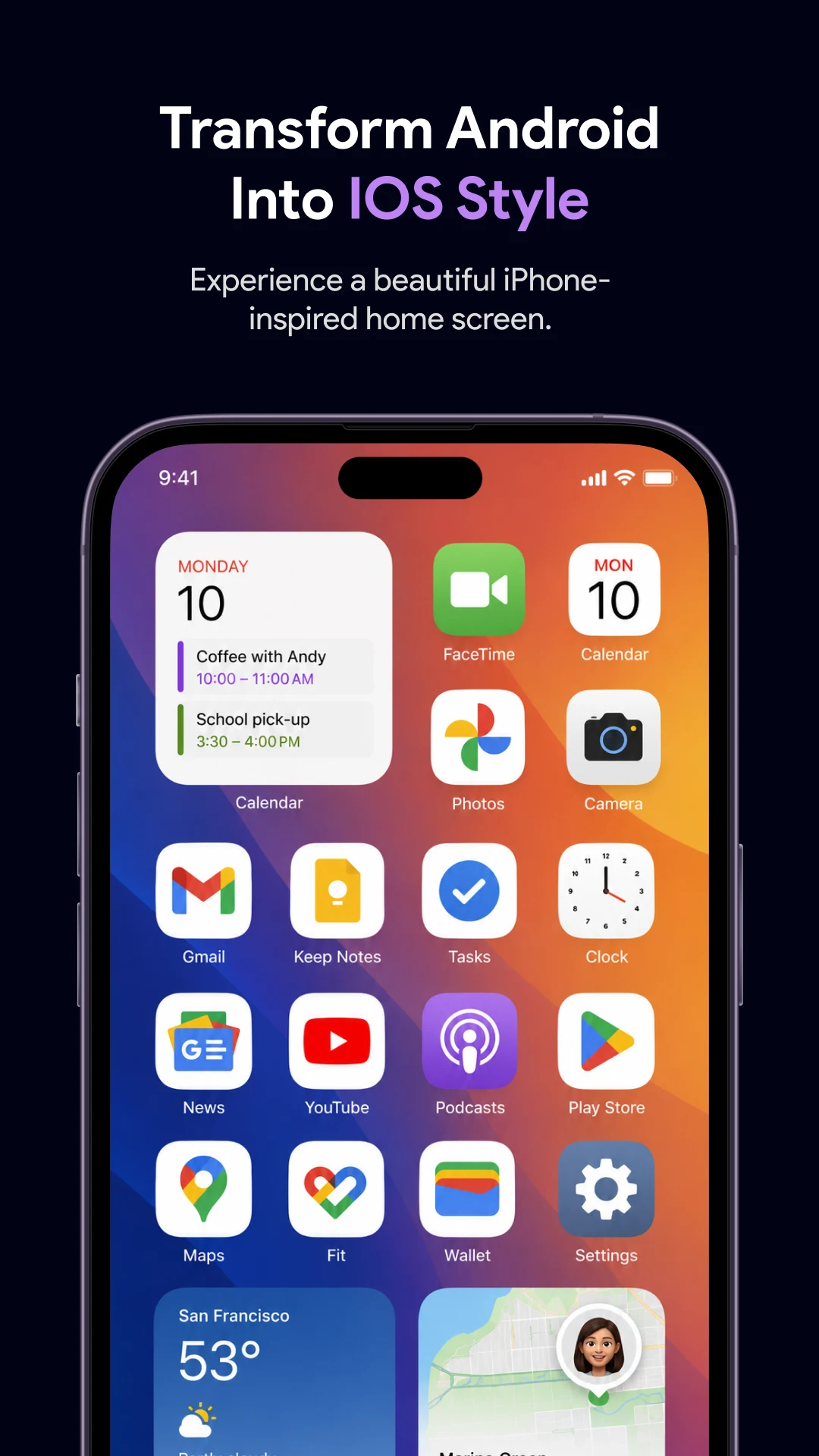 Launcher OS 26: Glass Theme screenshot